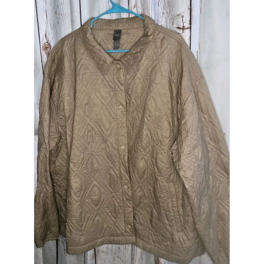 Savage x Fenty Men's Woven Geometric Quilted Jacket in Stone Beige/ Brown Sz 2XL